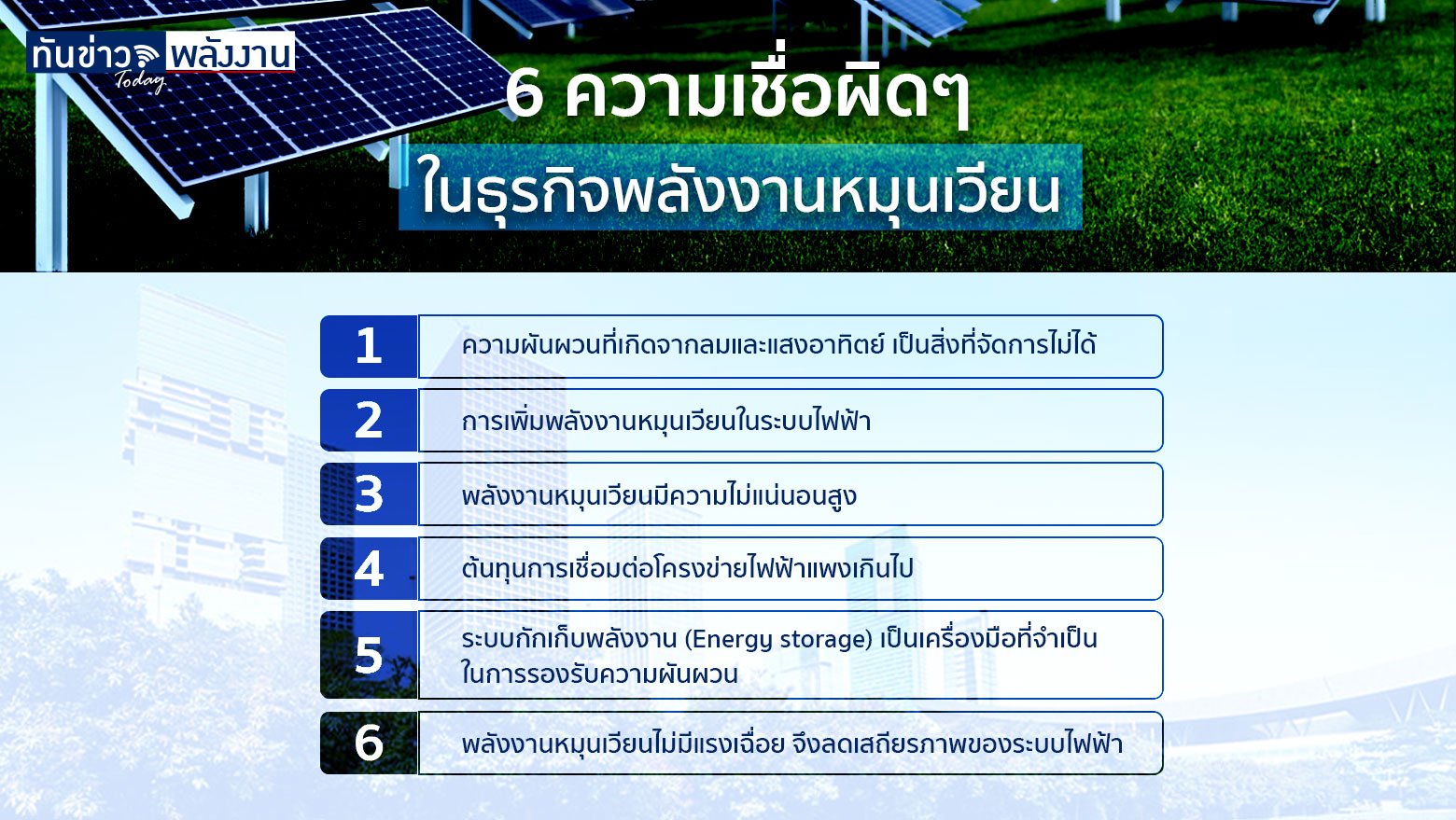 6 ความเชื่อผิดๆ ในธุรกิจพลังงานหมุนเวียน