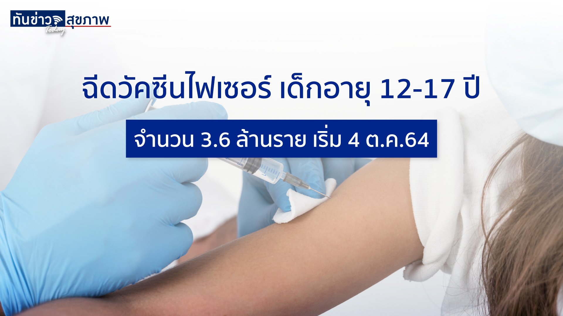 เริ่มฉีดไฟเซอร์เด็กอายุ 12-17 ปีเริ่ม 4 ต.ค.นื้ จำนวน 3.6 ล้านราย คิดเป็น 71% ของทั้งหมด 5 ล้านราย ย้ำผู้ปกครองเฝ้าดูอาการเด็กหลังรับวัคซีน