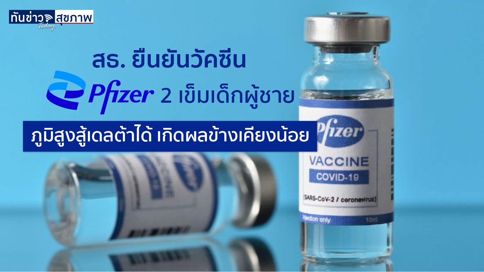 สธ. ยืนยันวัคซีน Pfizer 2 เข็มในเด็กผู้ชาย ช่วยกระตุ้นภูมิสูง โอกาสเกิดผลข้างเคียงน้อย