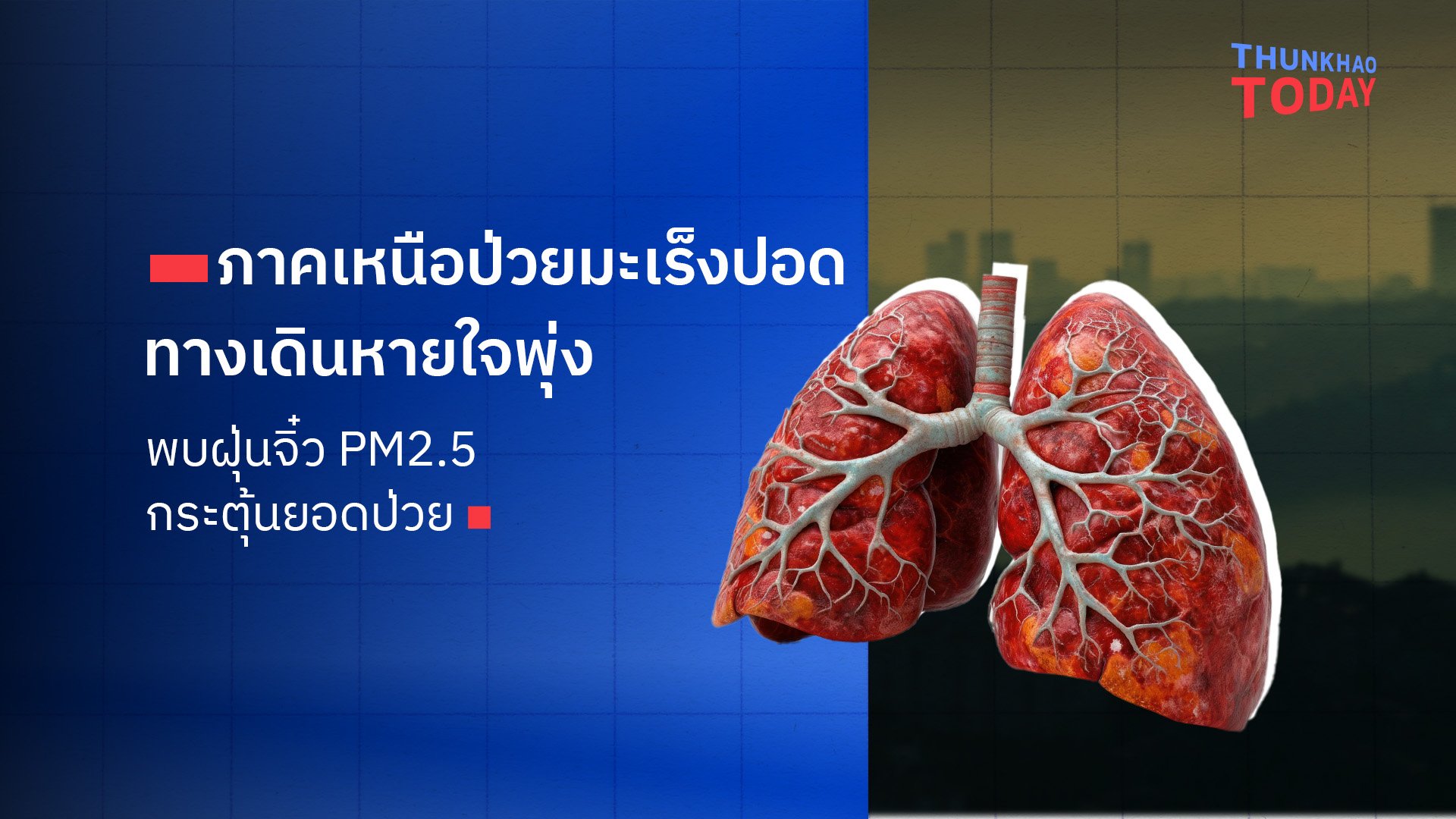 “คนภาคเหนือป่วยมะเร็งปอด ทางเดินหายใจพุ่ง พบฝุ่นจิ๋ว PM2.5 กระตุ้นยอดป่วย