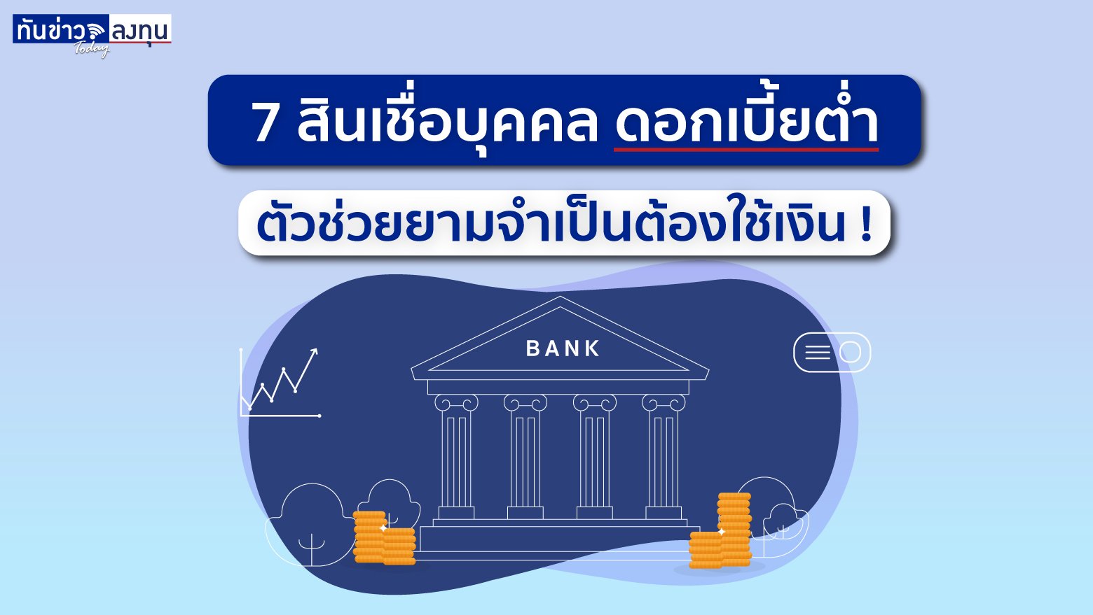 ทันข่าวลงทุน  7 สินเชื่อบุคคล ดอกเบี้ยต่ำ ตัวช่วยยามจำเป็นต้องใช้เงิน !