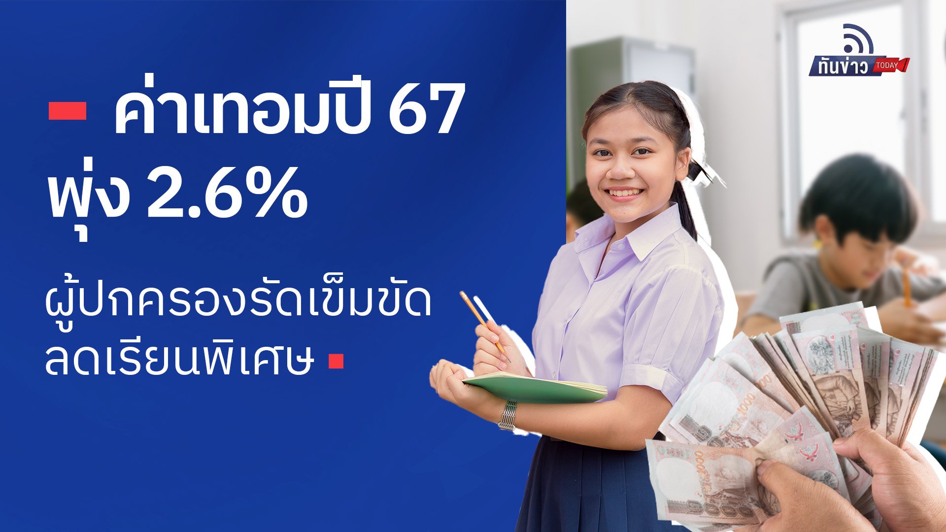 ค่าเทอมปี 67 พุ่ง 2.6% ผู้ปกครองรัดเข็มขัด ลดเรียนพิเศษ